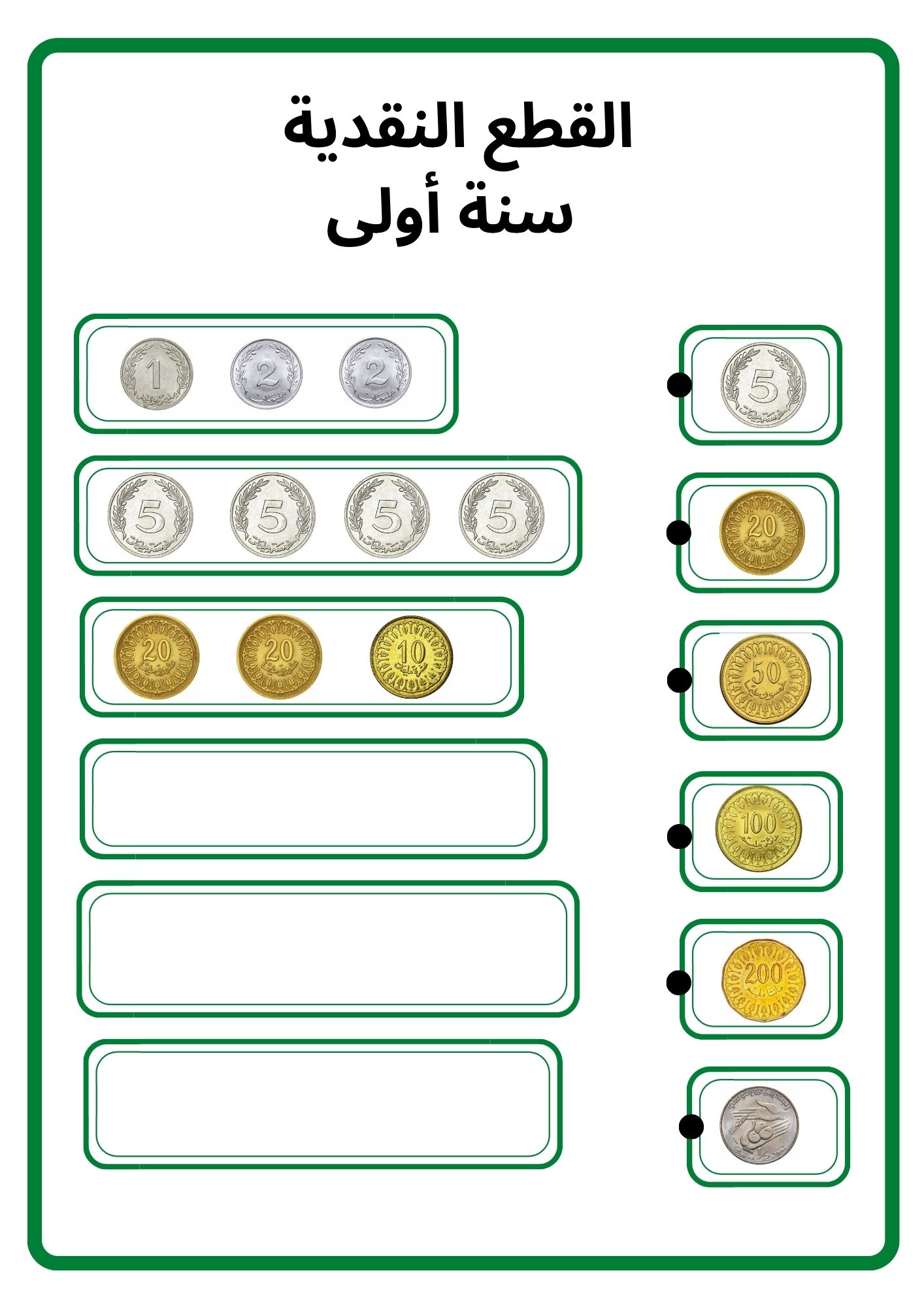 القطع النقدية - سنة أولى