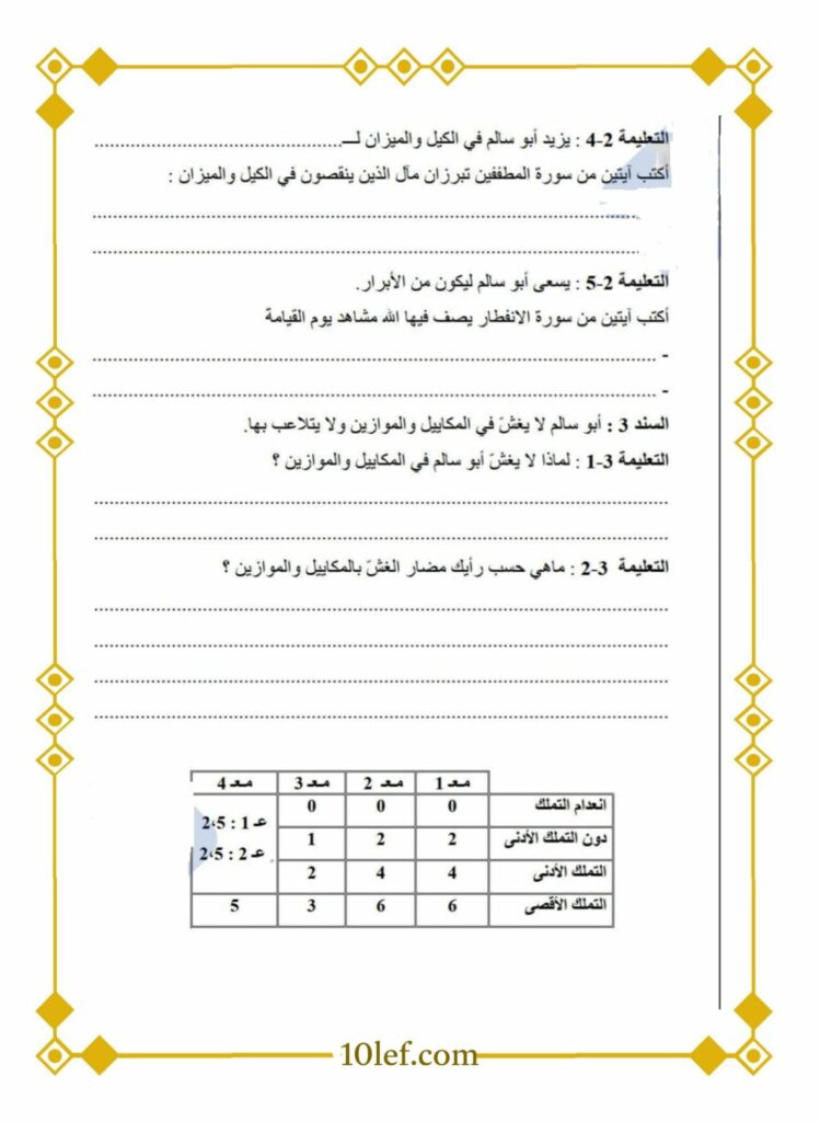 تربية اسلامية سنة خامسة