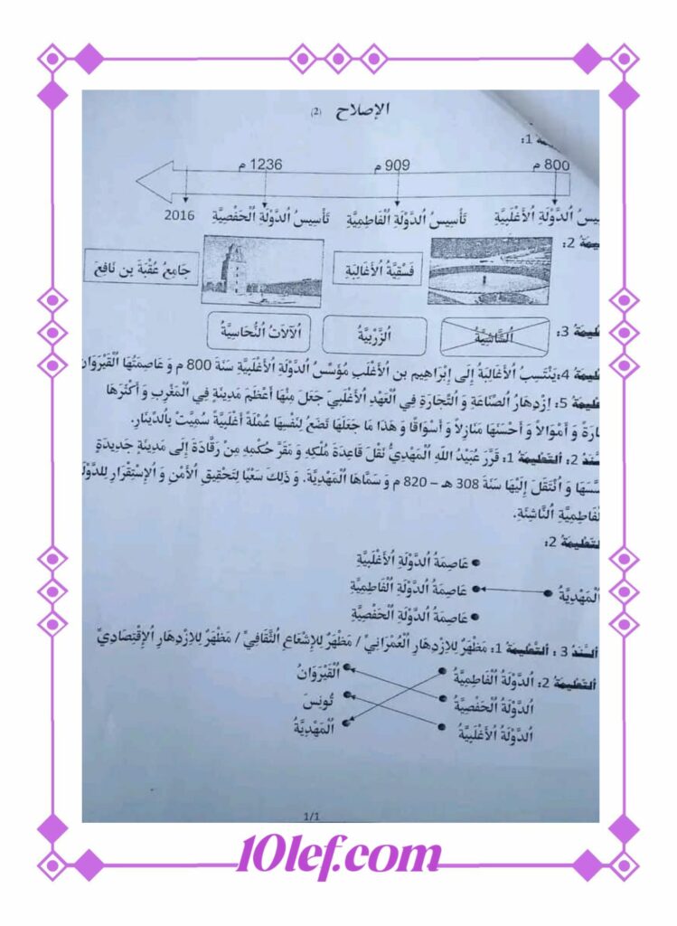 امتحان تاريخ سنة خامسة
