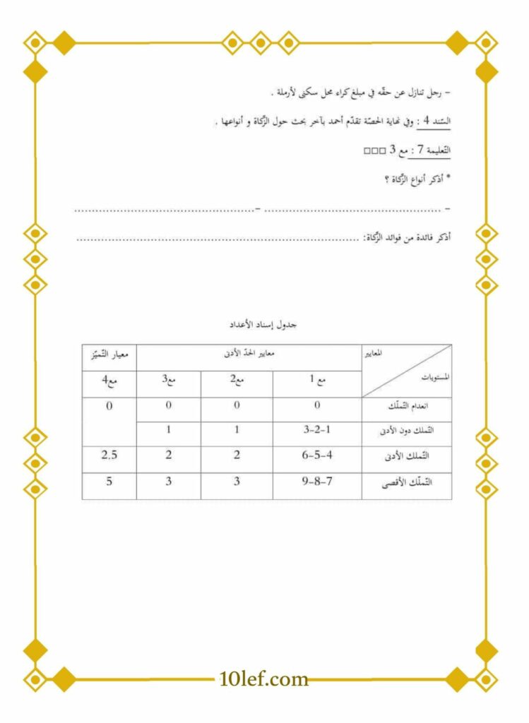 امتحان تربية إسلامية