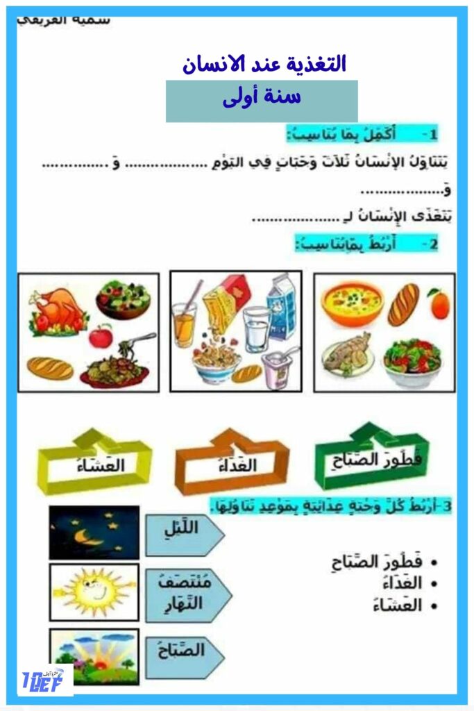 التغذية عند الانسان سنة اولى