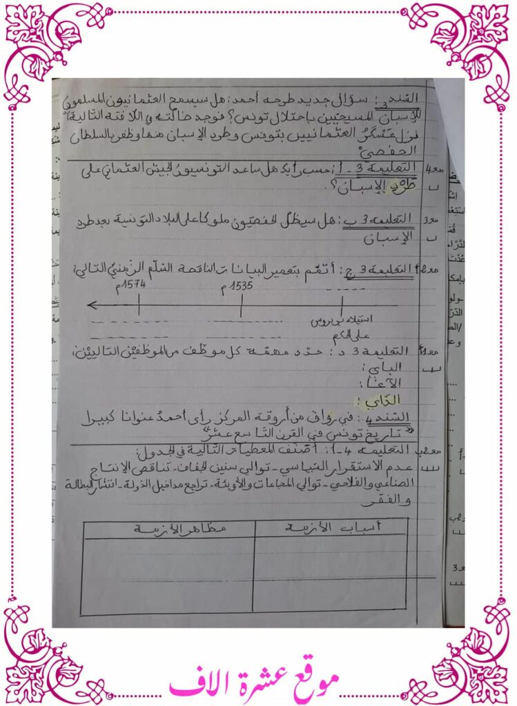 امتحان تاريخ سنة سادسة ثلاثي اول