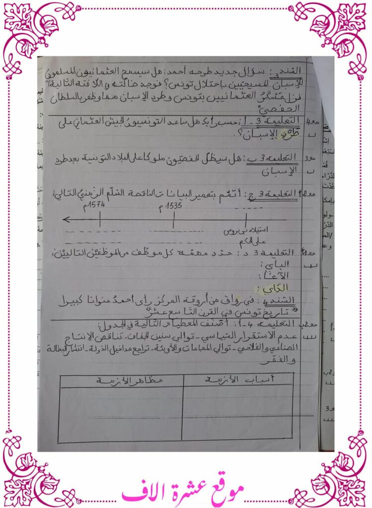 امتحانات تاريخ و جغرافيا سنة سادسة الثلاثي الأول