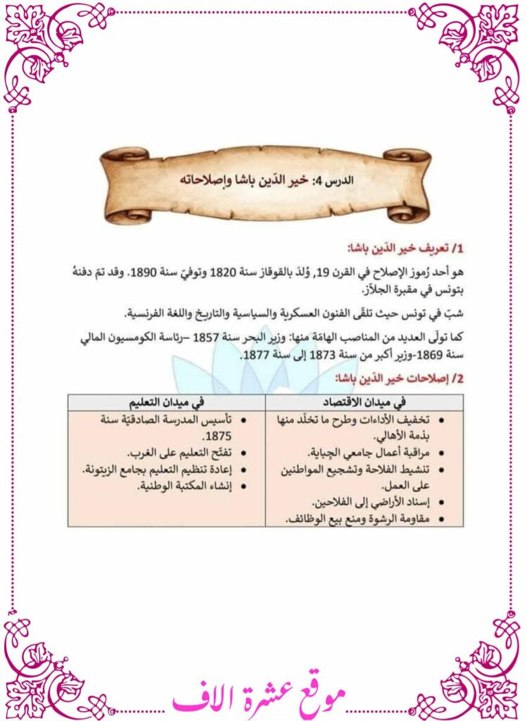 تلخيص تاريخ سنة سادسة الثلاثي الثاني