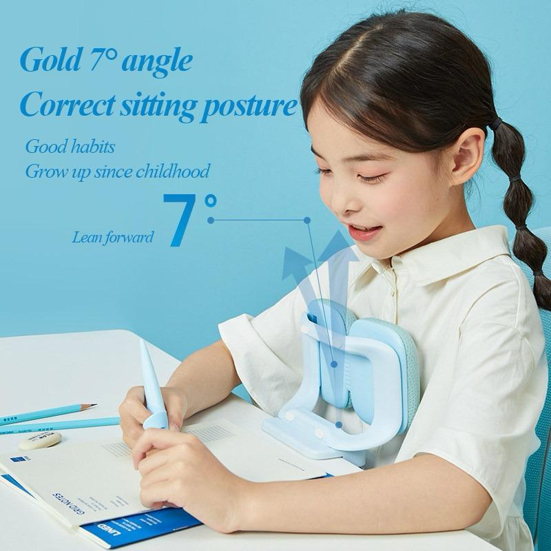 Correcteur de posture assis pour enfants ergonomique disponible en bleu, rose et jaune pour s'adapter à tous les goûts